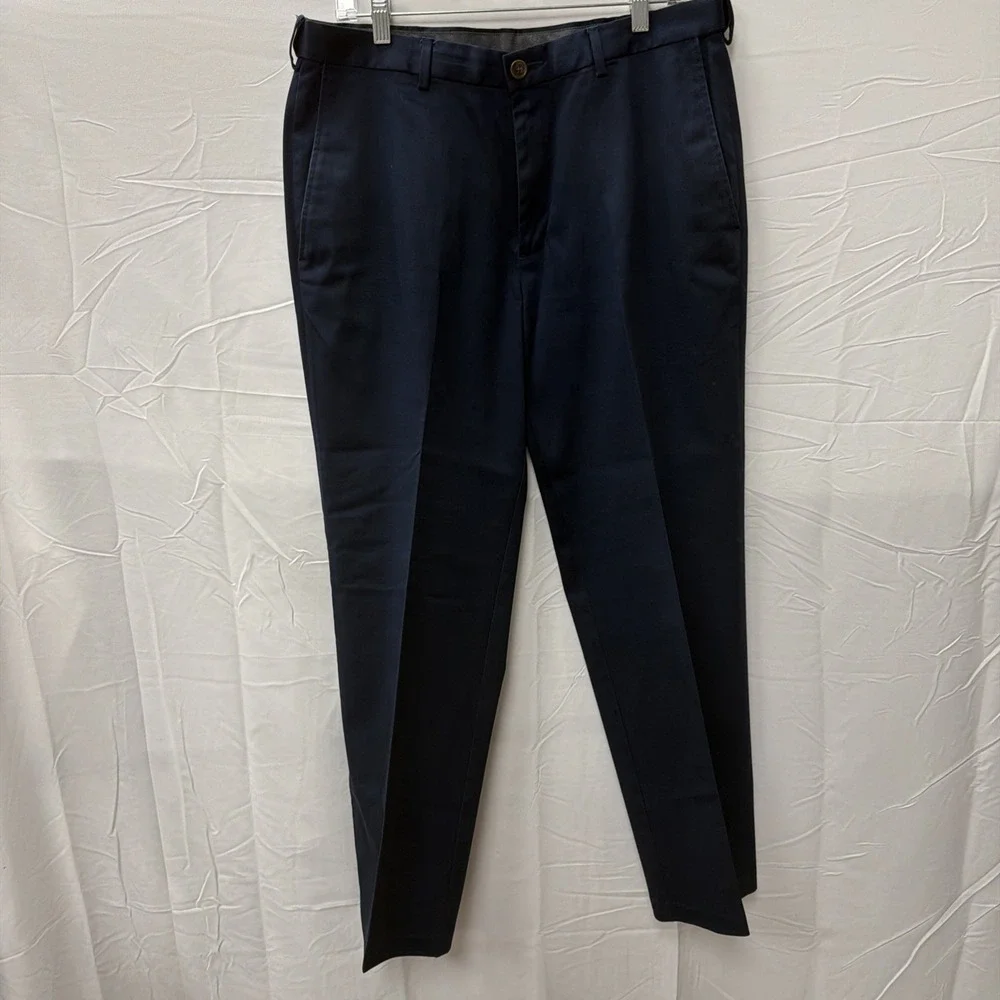 Haggar Premium No Iron Khaki Classic Fit Navy Blue Pants 34x30